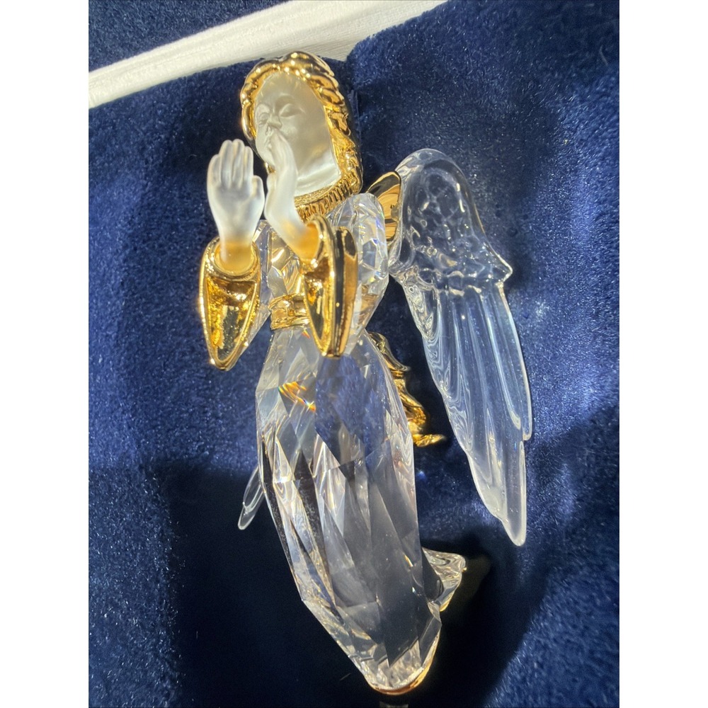 Swarovski Crystal Memories 2000 Angel Ornament 18K Gold Plate Vintage New COA